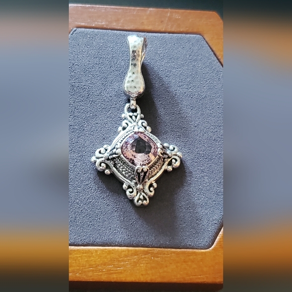 925 Sterling Silver Lavendar Quartz Pendant - Picture 4 of 6